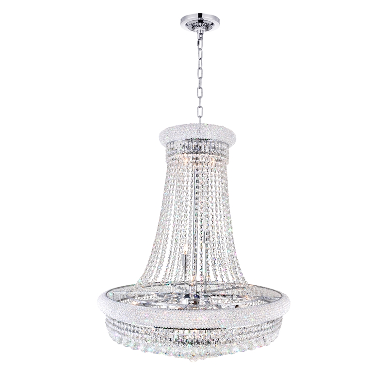 CWI Lighting Empire 19 Light Down Transitional Metal Chandelier in Chrome