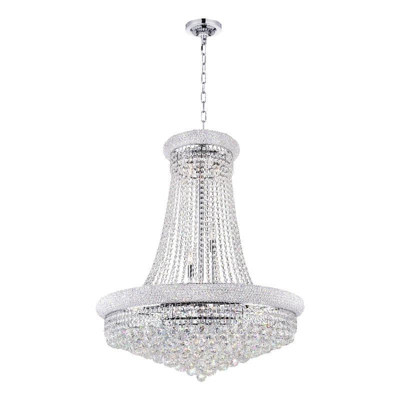 CWI Lighting Empire 19 Light Down Transitional Metal Chandelier in Chrome