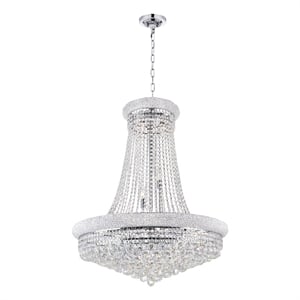 CWI Lighting Empire 19 Light Down Transitional Metal Chandelier in Chrome