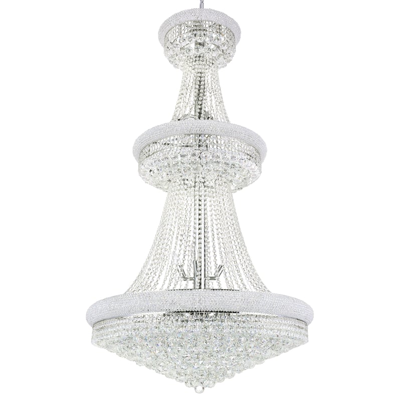 CWI Lighting Empire 34 Light Down Transitional Metal Chandelier in Chrome