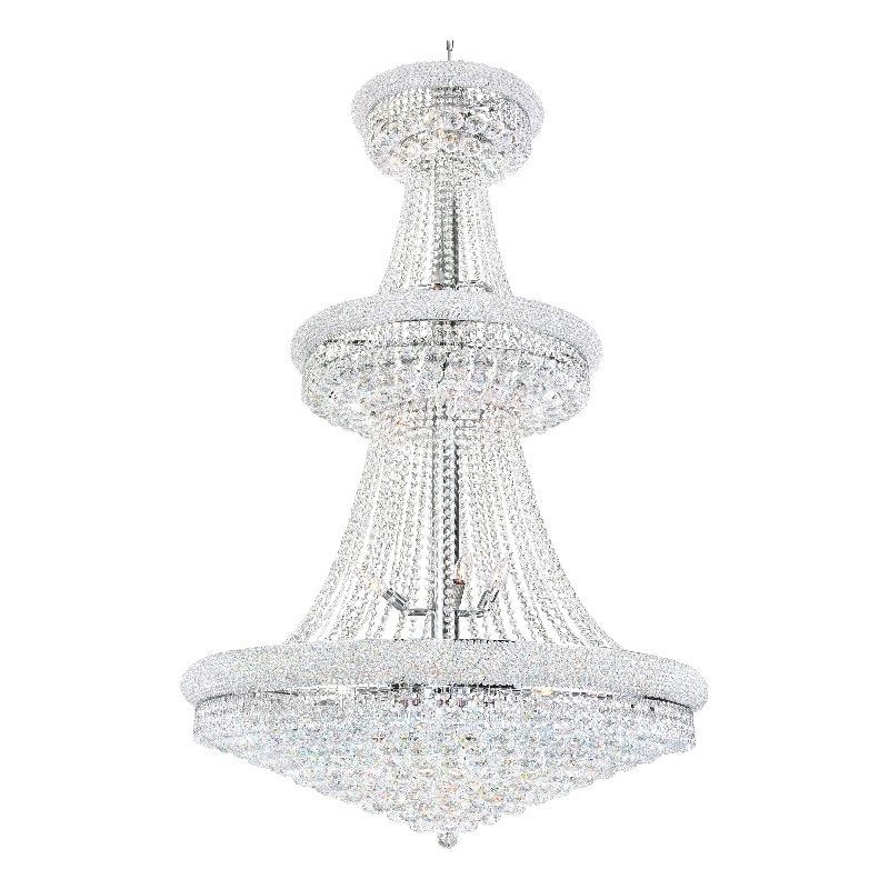 CWI Lighting Empire 34 Light Down Transitional Metal Chandelier in Chrome