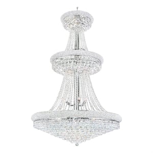 CWI Lighting Empire 34 Light Down Transitional Metal Chandelier in Chrome