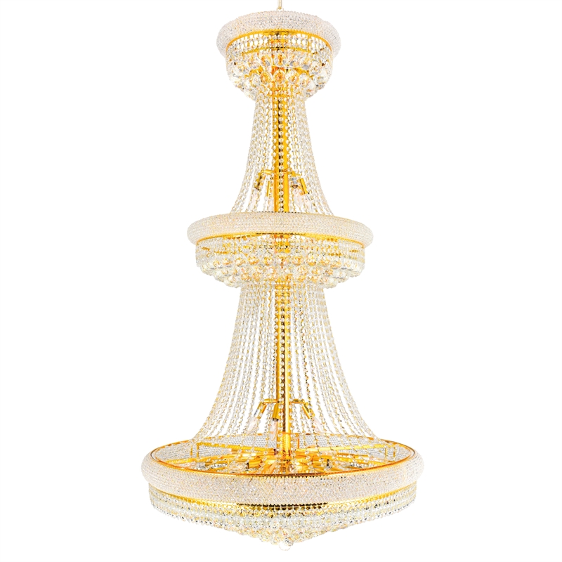 CWI Lighting Empire 34 Light Down Transitional Metal Chandelier in Gold