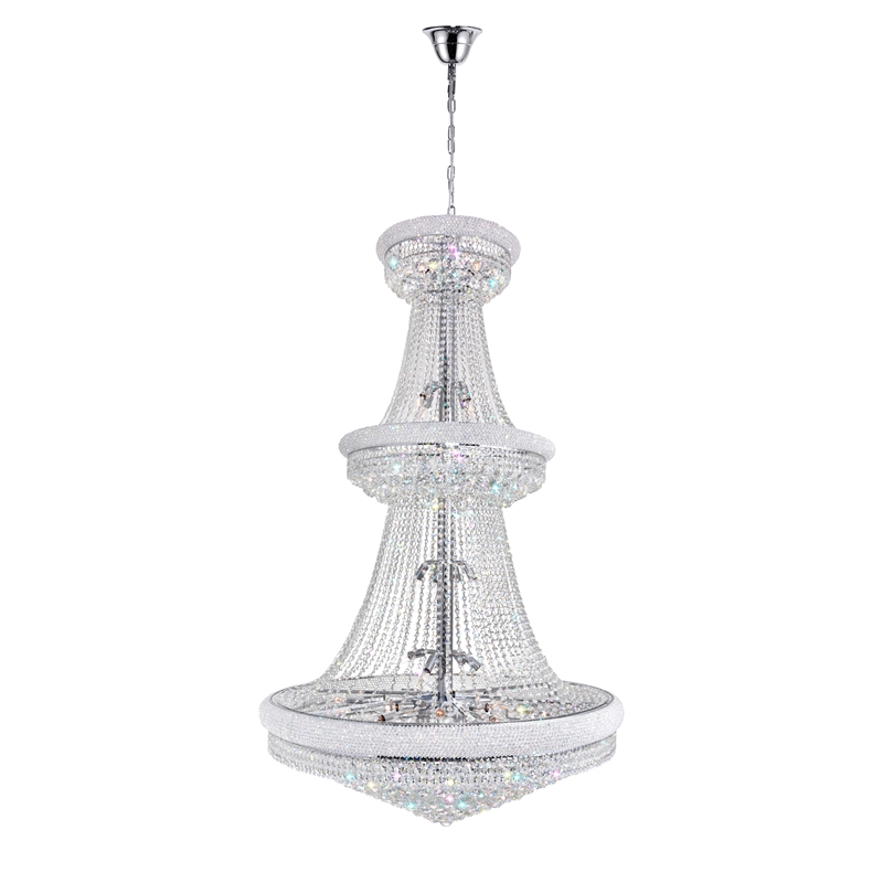 CWI Lighting Empire 38 Light Down Transitional Metal Chandelier in Chrome