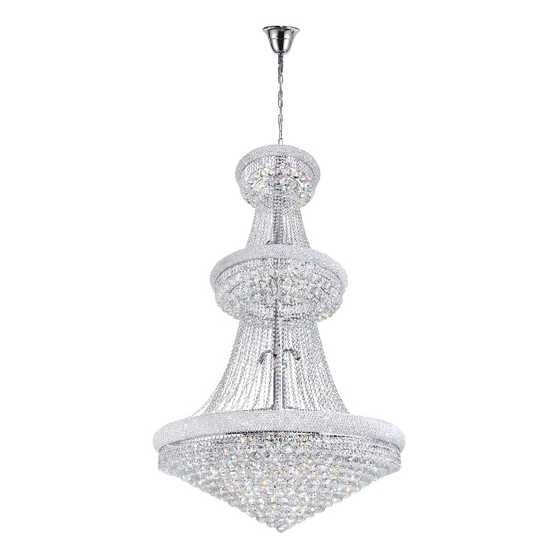 CWI Lighting Empire 38 Light Down Transitional Metal Chandelier in Chrome