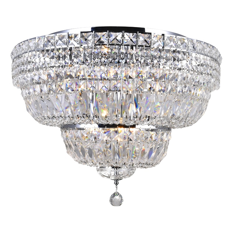 CWI Lighting Stefania 9 Light Metal Bowl Flush Mount in Chrome