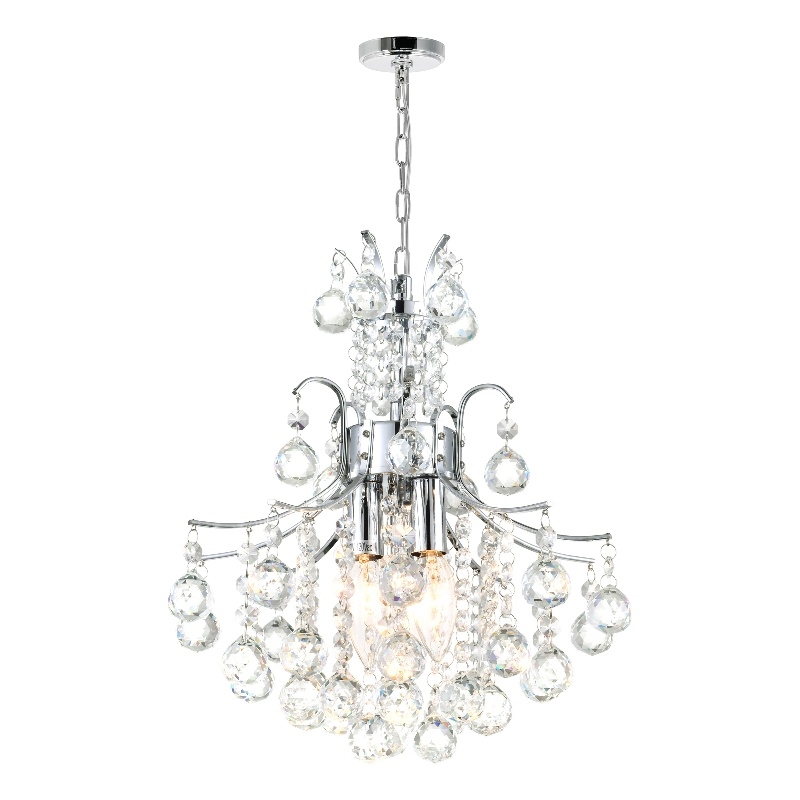 CWI Lighting Princess 3 Light Transitional Metal Mini Chandelier in Chrome