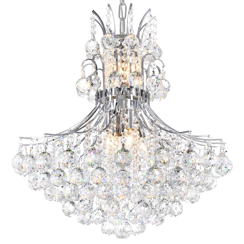 CWI Lighting Princess 10 Light Down Transitional Metal Chandelier in Chrome