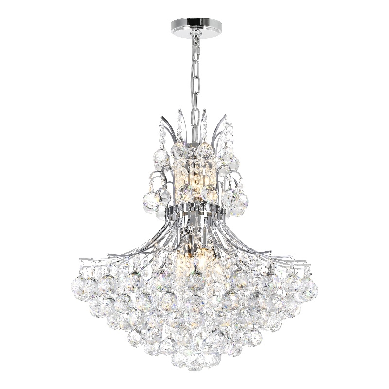 CWI Lighting Princess 10 Light Down Transitional Metal Chandelier in Chrome