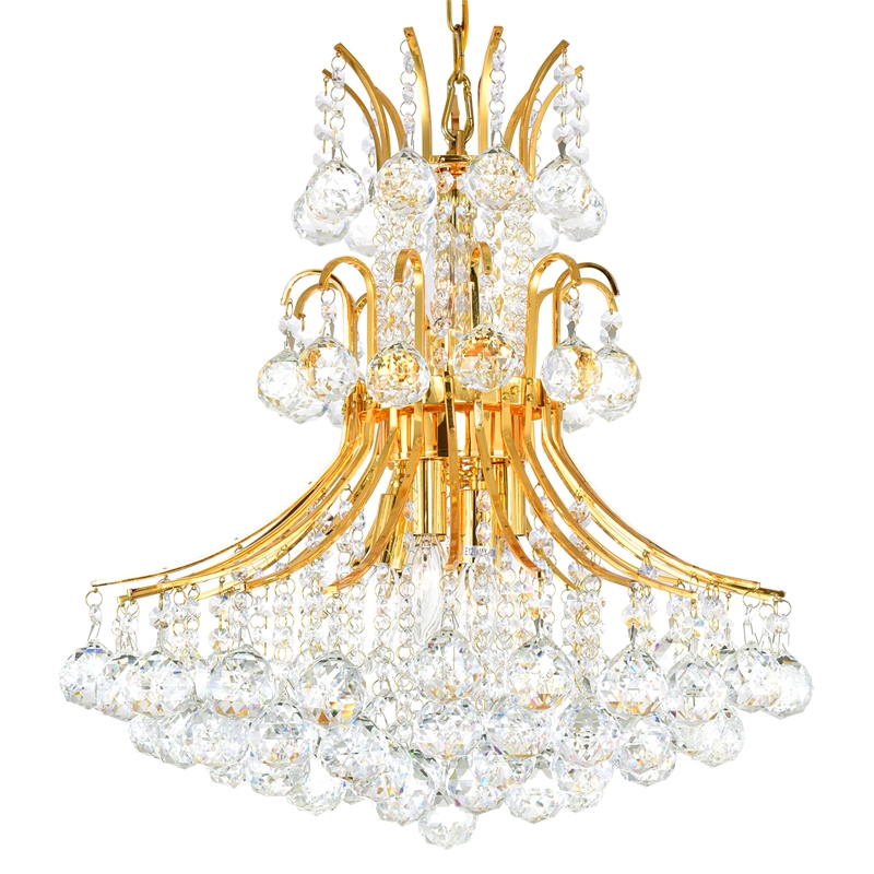 CWI Lighting Princess 10 Light Down Transitional Metal Chandelier in Gold