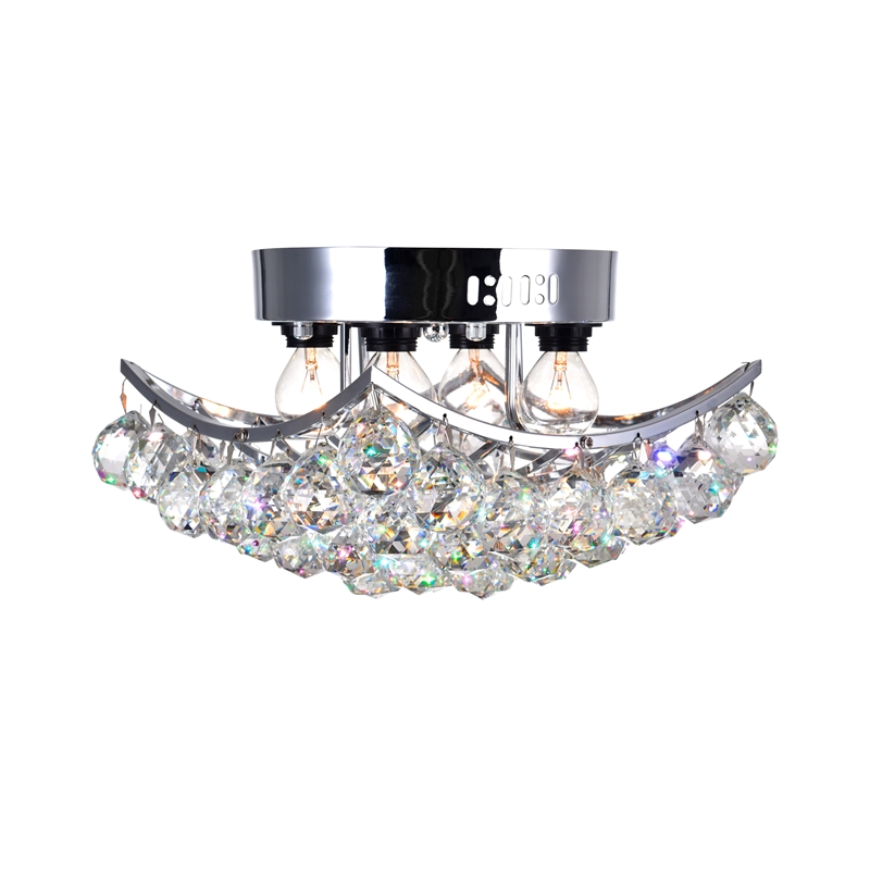 CWI Lighting Queen 4 Light Transitional Metal Flush Mount in Chrome