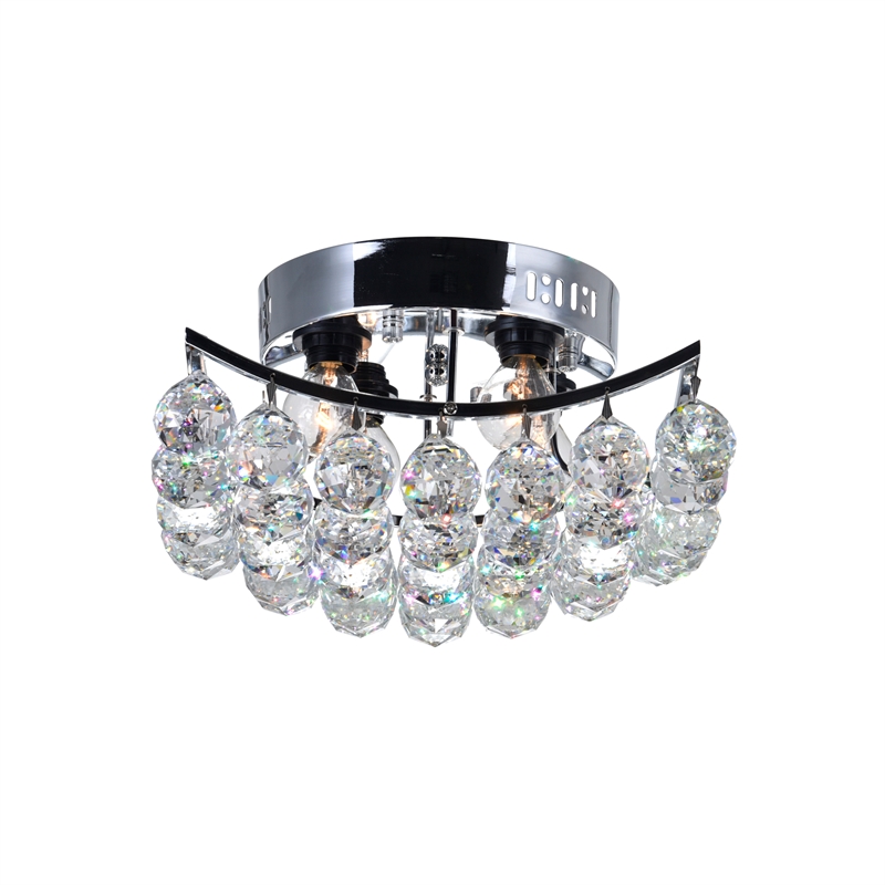 CWI Lighting Queen 4 Light Transitional Metal Flush Mount in Chrome