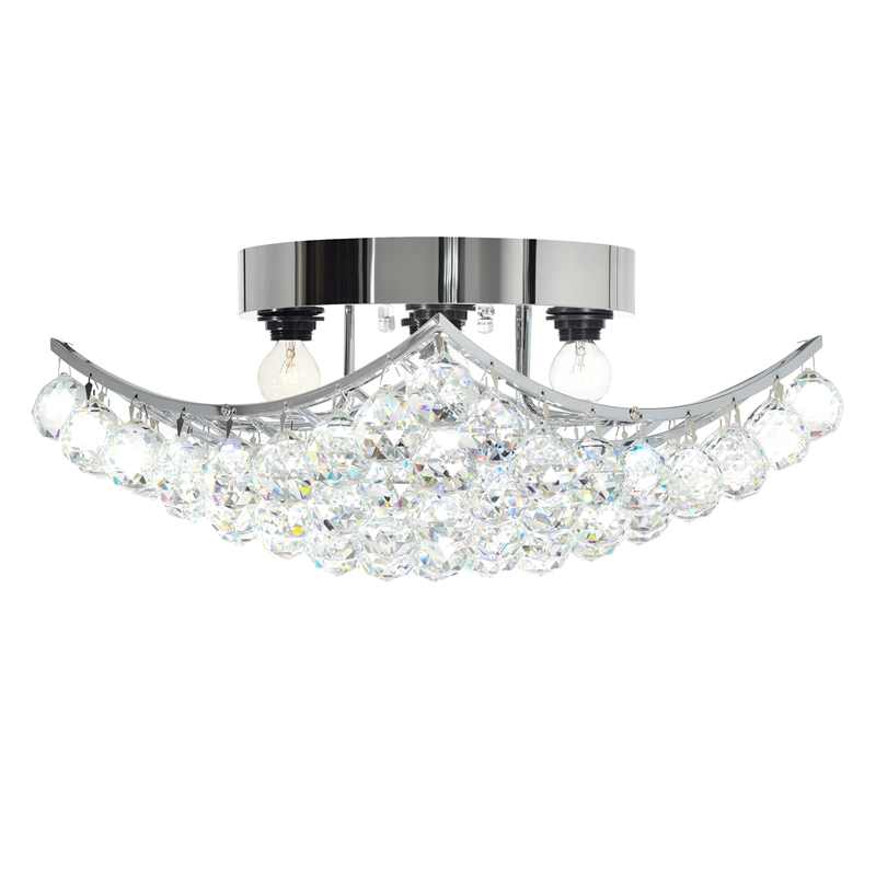CWI Lighting Queen 4 Light Transitional Metal Flush Mount in Chrome