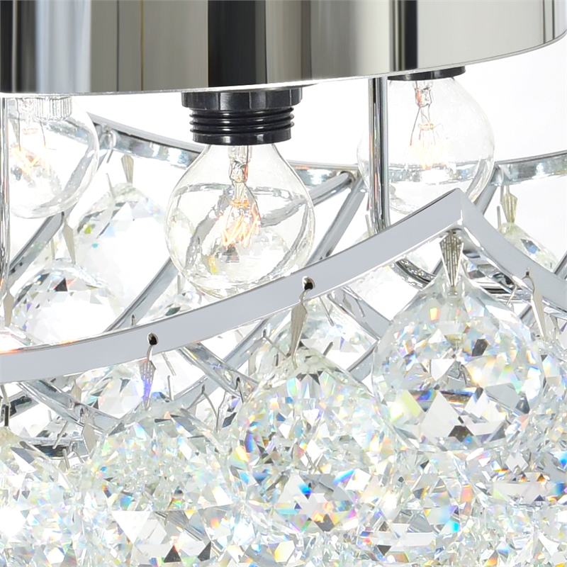 CWI Lighting Queen 4 Light Transitional Metal Flush Mount in Chrome