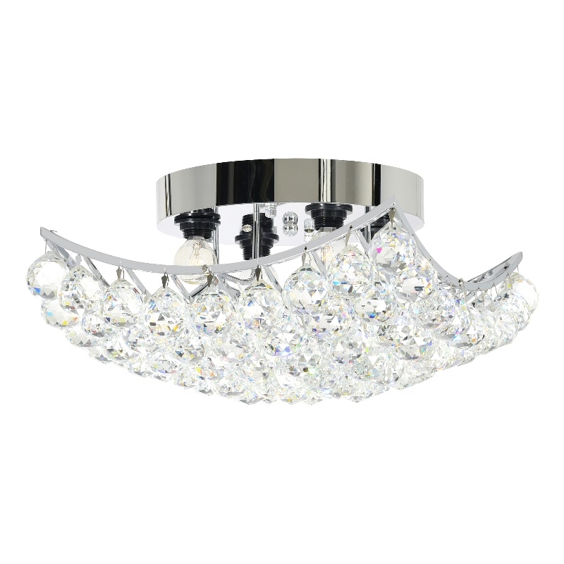 CWI Lighting Queen 4 Light Transitional Metal Flush Mount in Chrome