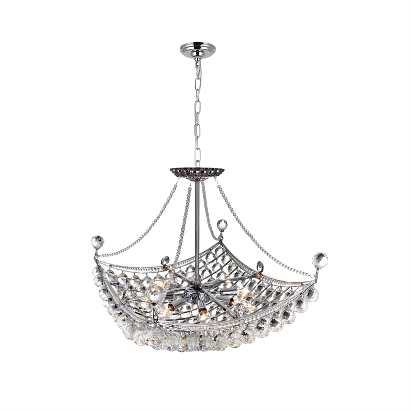 CWI Lighting Jasmine 8 Light Down Transitional Metal Chandelier in Chrome
