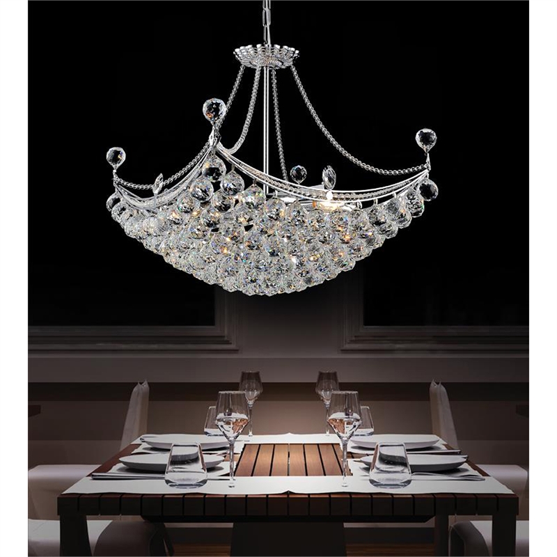 CWI Lighting Jasmine 8 Light Down Transitional Metal Chandelier in Chrome
