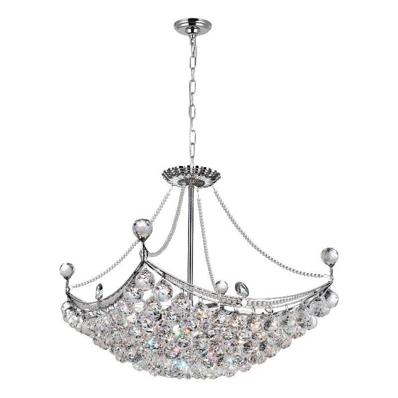 CWI Lighting Jasmine 8 Light Down Transitional Metal Chandelier in Chrome