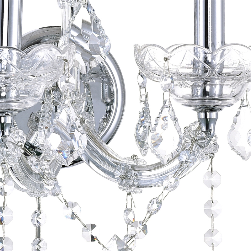 CWI Lighting Maria Theresa 2 Light Traditional Metal Wall Sconce in Chrome