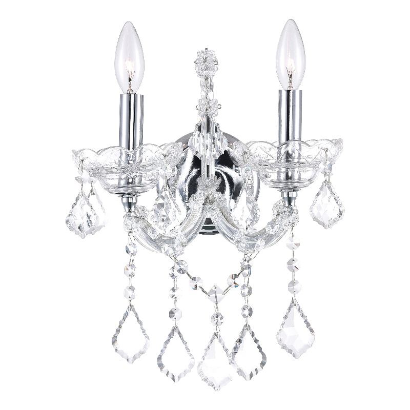 CWI Lighting Maria Theresa 2 Light Traditional Metal Wall Sconce in Chrome