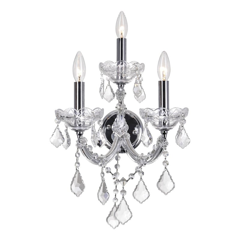 CWI Lighting Maria Theresa 3 Light Traditional Metal Wall Sconce in Chrome