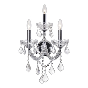 CWI Lighting Maria Theresa 3 Light Traditional Metal Wall Sconce in Chrome