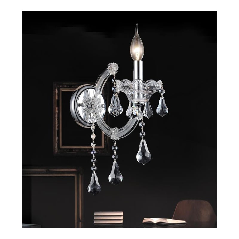 CWI Lighting Maria Theresa 1 Light Traditional Metal Wall Sconce in Chrome