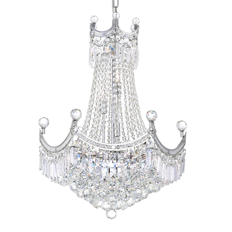 CWI Lighting Amanda 11 Light Down Transitional Metal Chandelier in Chrome