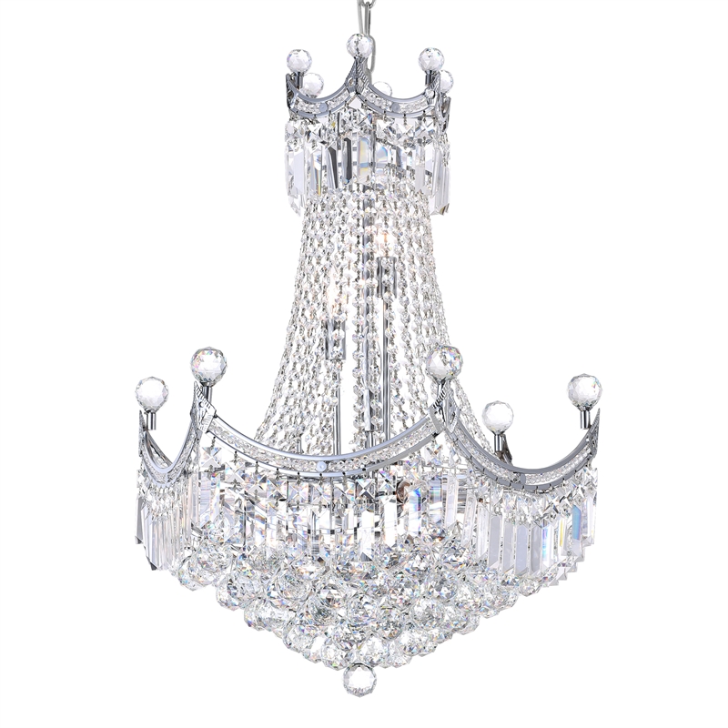 CWI Lighting Amanda 11 Light Down Transitional Metal Chandelier in Chrome
