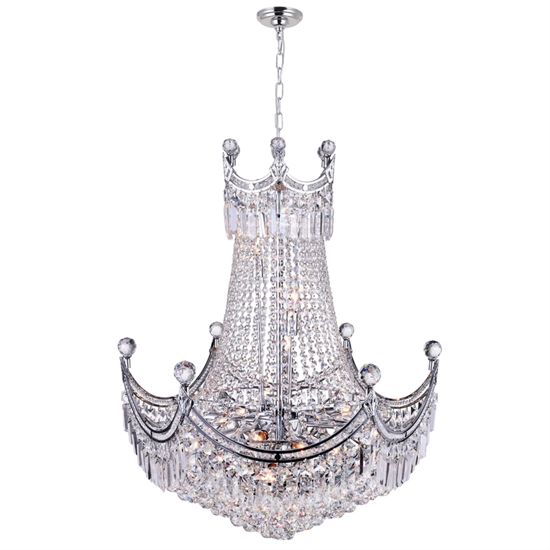 CWI Lighting Amanda 15 Light Down Transitional Metal Chandelier in Chrome