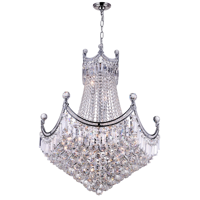 CWI Lighting Amanda 15 Light Down Transitional Metal Chandelier in Chrome