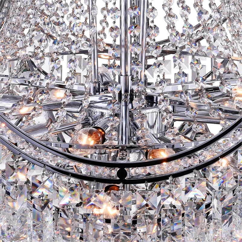 CWI Lighting Amanda 15 Light Down Transitional Metal Chandelier in Chrome