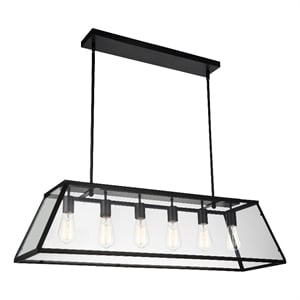 CWI Lighting Alyson 6 Light Down Farmhouse Metal Chandelier in Black