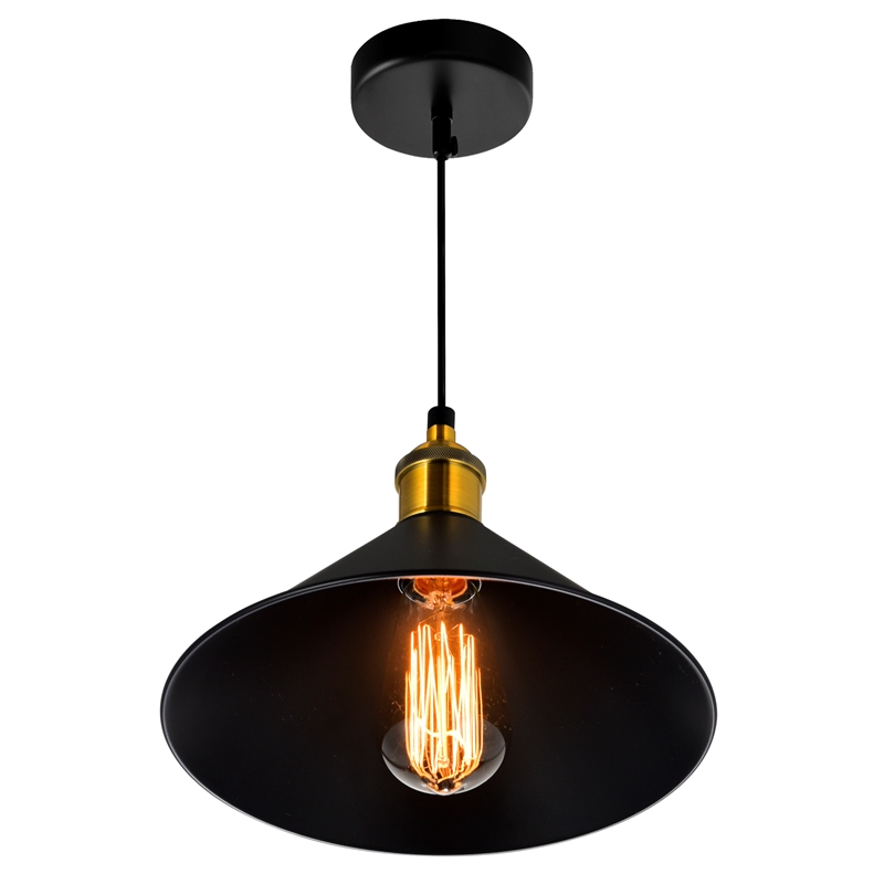CWI Lighting Brave 1 Light Down Farmhouse Metal Mini Pendant in Black