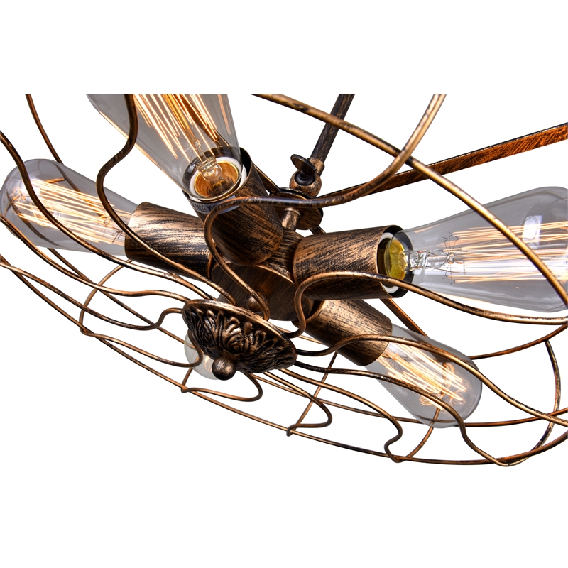 CWI Lighting Pamela 5 Light Farmhouse Metal Flush Mount in Antique Copper