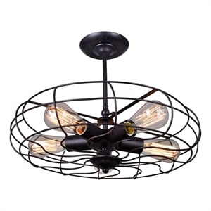 CWI Lighting Pamela 5 Light Farmhouse Metal Flush Mount in Rust Bronze