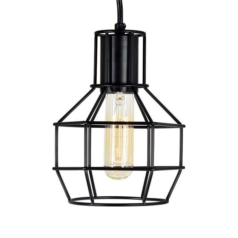 CWI Lighting Secure 1 Light Down Farmhouse Metal Mini Pendant in Black