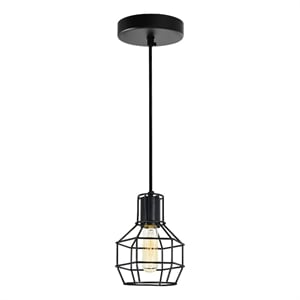 CWI Lighting Secure 1 Light Down Farmhouse Metal Mini Pendant in Black