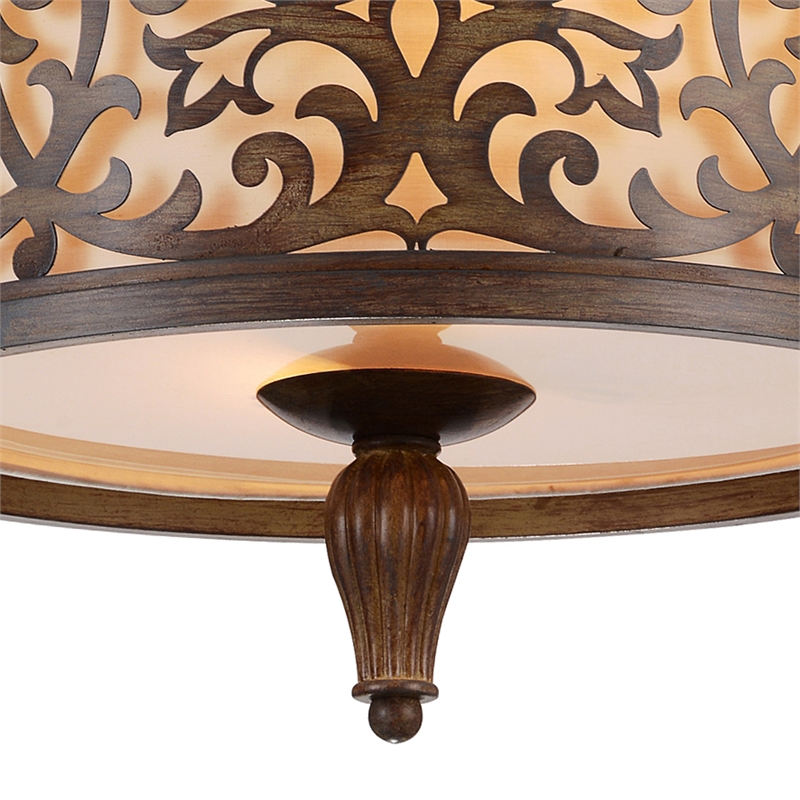 CWI Lighting Nicole 3 Light Drum Shade Metal Flush Mount in Chocolate