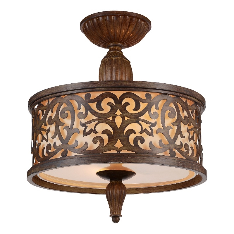 CWI Lighting Nicole 3 Light Drum Shade Metal Flush Mount in Chocolate