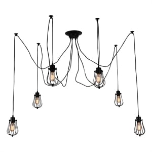 CWI Lighting Tomaso 6 Light Farmhouse Metal Pendant in Black
