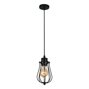 CWI Lighting Tomaso 1 Light Down Farmhouse Metal Mini Pendant in Black