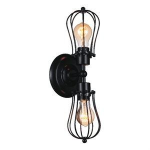 CWI Lighting Tomaso 2 Light Farmhouse Metal Wall Sconce in Black