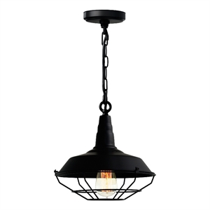 CWI Lighting Morgan 1 Light Down Farmhouse Metal Mini Pendant in Black