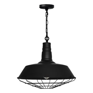 CWI Lighting Morgan 1 Light Down Farmhouse Metal Pendant in Black