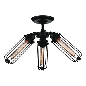 CWI Lighting Benji 3 Light Farmhouse Metal Flush Mount in Black