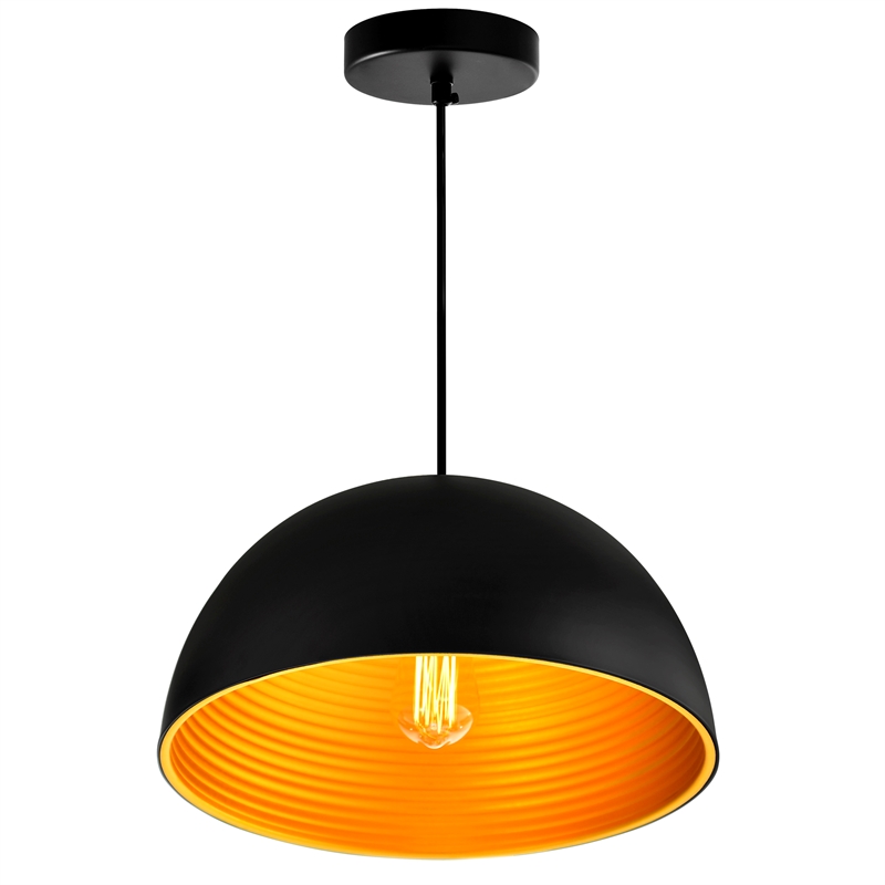 CWI Lighting Modest 1 Light Down Contemporary Metal Pendant in Black