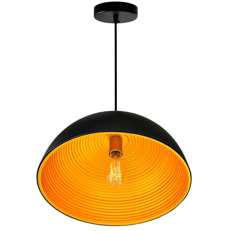 CWI Lighting Modest 1 Light Down Contemporary Metal Pendant in Black