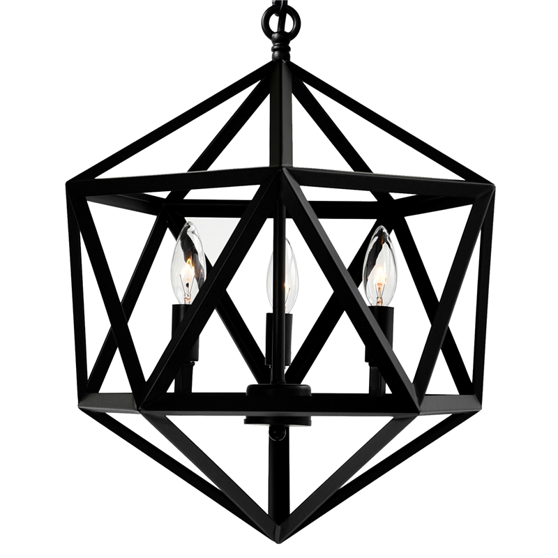 CWI Lighting Amazon 3 Light Up Farmhouse Metal Pendant in Black