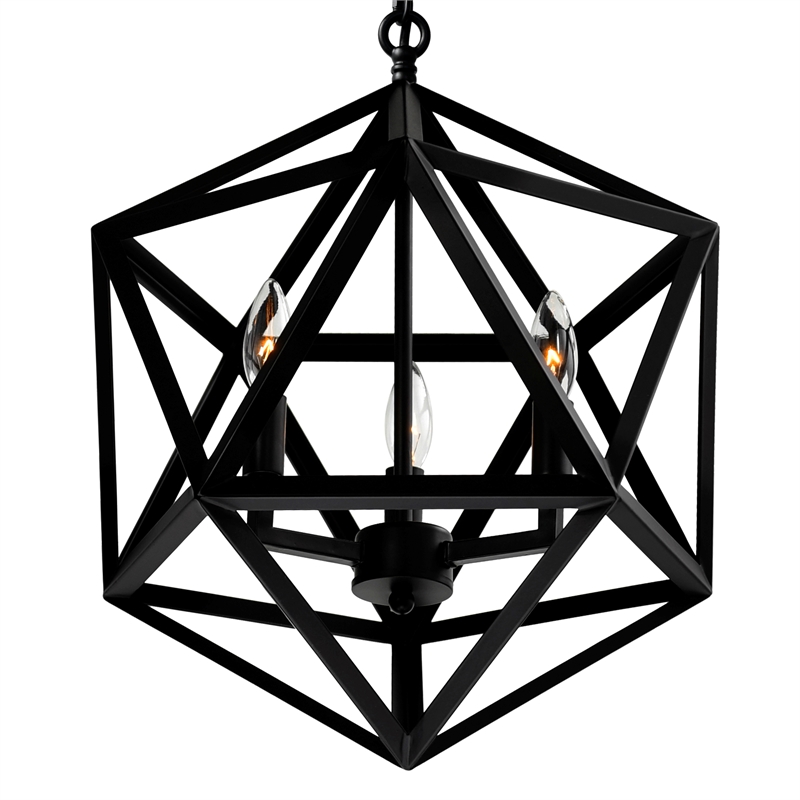 CWI Lighting Amazon 3 Light Up Farmhouse Metal Pendant in Black